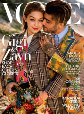 Gigi Hadid and Zayn Malik on the cover of August 2017's Vogue.