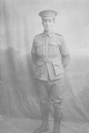 Sapper Arthur Edwin Cooper as a young man in his uniform when he joined on the October 26, 1914.