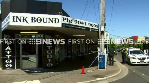 Police at the scene of Tuesday's  shooting on the corner of Wheatsheaf and Glenroy roads.