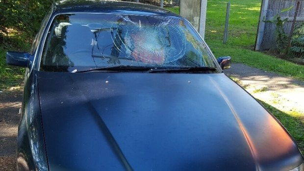 The windscreen of this 1997 Holden Statesman was allegedly smashed in a road rage incident on Thursday morning.
