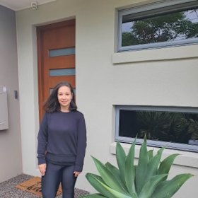 Ronnie Lerman outside the East Bentleigh townhouse she bought with partner Anthony.