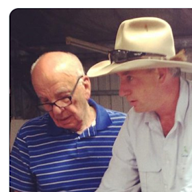 Murdoch at Cavan Station in 2012 in an image he posted on Twitter with the caption “back to basics” and wool statistics.