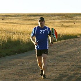 Izzard running in South Africa in tribute to Nelson Mandela in 2016.