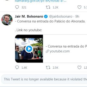 Twitter has blocked two posts by Brazilian President Jair Bolsonaro for violating its COVID-19 rules.
