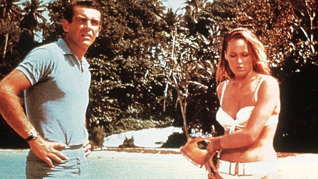 "Nobody knew anything about him." Sean Connery and Ursula Andress in a scene from "Doctor No" (1963).