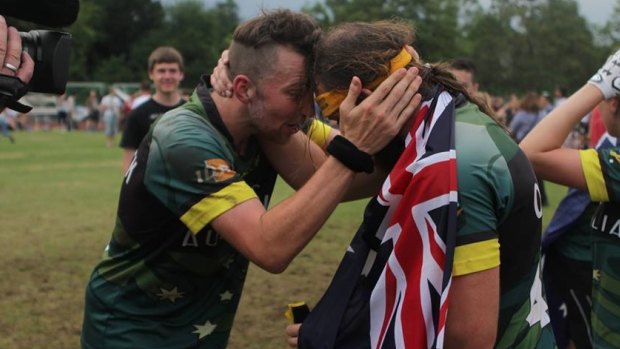 Game of chaos: The Australian Dropbears celebrate after winning the 2016 Quidditch World Cup in Germany.