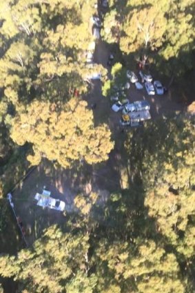 An aerial view of the search area in the Heaton State Forest. 