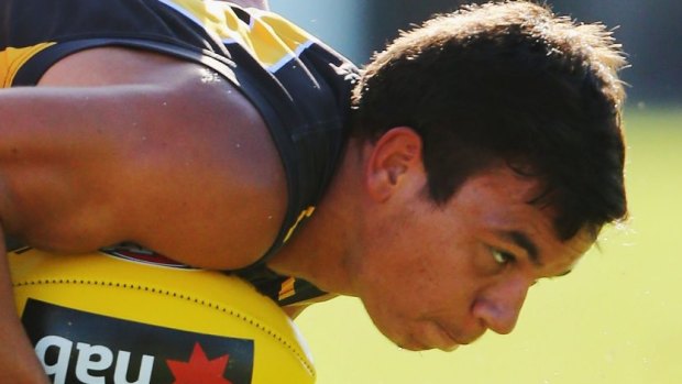 Young Tiger Daniel Rioli has kicked two goals five times this season and is off to a good start in the pursuit of football fame.