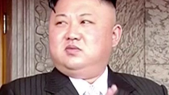 North Korea's leader Kim Jong-un applauds during a parade at Kim Il Sung Square in Pyongyang on Saturday, April 15.