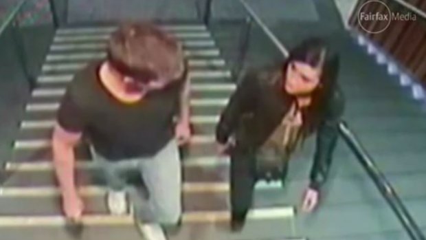 The pair were captured on CCTV meeting for the first time face to face in the hours before her fatal fall.