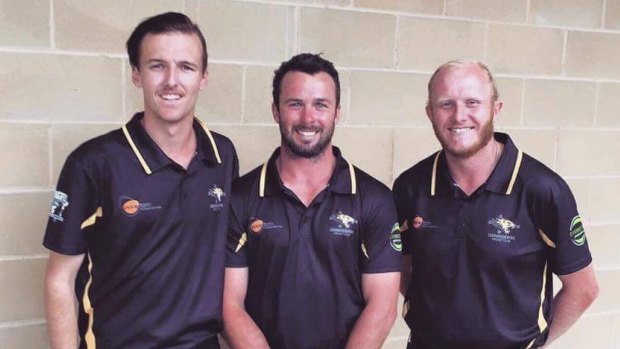 Ginninderra Cricketer James Coate (right), with teammates Jak Willcox and Michael Delaney.