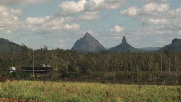 Two climbers were stuck on Mount Beerwah (centre) on Friday afternoon.