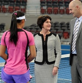 Minister Stuckey at the Brisbane International Tennis Centre.