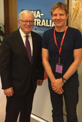 "It's part of my job to raise funds, so I make proposals to whoever I meet": Dr Lomborg with Trade Minister Andrew Robb.