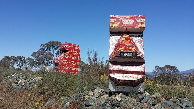 The cardboard sculptures have caught the attention of Canberra drivers. 