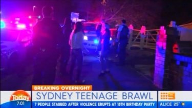 ryde smith aidan brawl stabbed trying death friends party his stabbing saturday scene night nine sydney credit