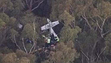 The light plane crashed over dense bush at Wedderburn in south-west Sydney.