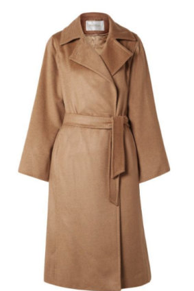 A cosy, camel-coloured Max Mara coat would come in handy when Tassie gets chilly.