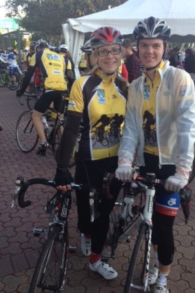 Catherine Naylor and her now husband embark upon their ride to raise money for the Chris O’Brien Lifehouse at RPA.