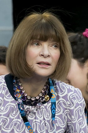 Anna Wintour in a rare photo without her trademark Chanel sunglasses at the Australian Open.