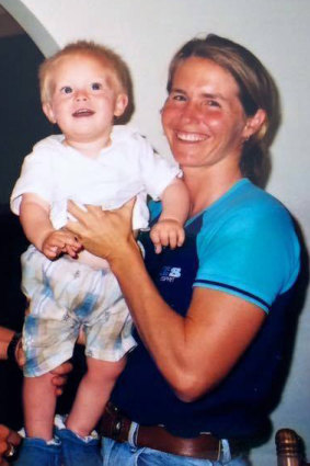 The late Helen Lambert Ewing with son Ethan.