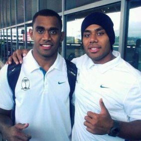Josh, left, and Samu Kerevi in Cape Town with the Fiji under 20s in 2012.