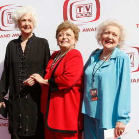 Bea Arthur, Rue McClanahan and Betty White, of The Golden Girls, arrive at the TV Land Awards in Santa Monica in June 2008.