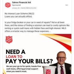 A no-interest loan scam ad, using an image of Prime Minister Anthony Albanese without his permission.