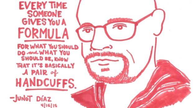 Break the shackles: Kate Gavino's illustration of author Junot Diaz.