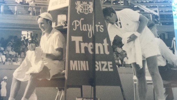 A statue to Rod Laver at Milton will be based on this photograph of his Australian semi-final win against Tony Roche in Brisbane's Milton tennis courts in 1969.