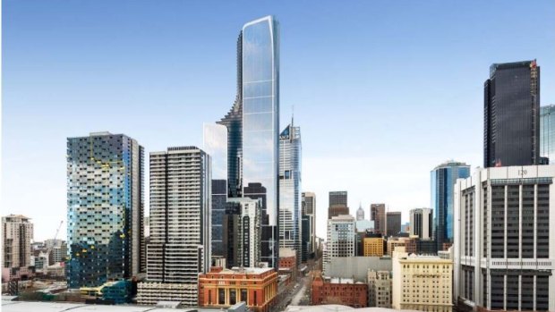 An artist's impression of the proposed 85-storey skyscraper at 640 Bourke Street in Melbourne.