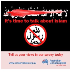 The Australian Conservatives image that has offended Muslims.