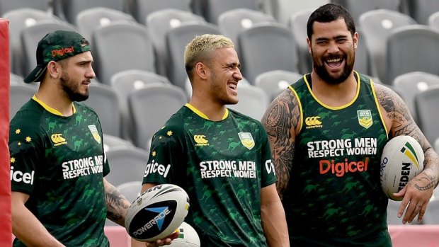 Fickle allegiance: Andrew Fifita trains with the Prime Minister's XII in Port Moresby as recently as last month.