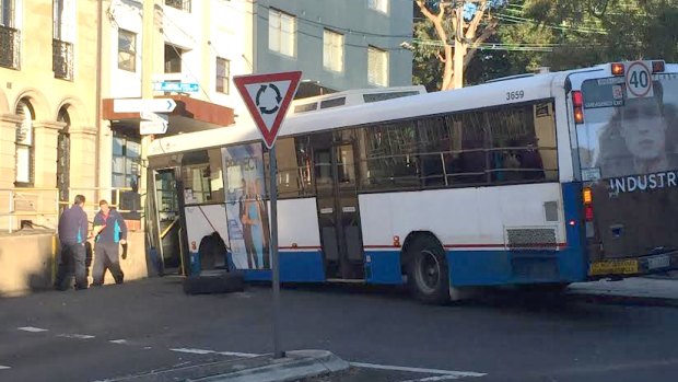 The wheel fell off the bus at the intersection of Darling Street and Curtis Road in Balmain.