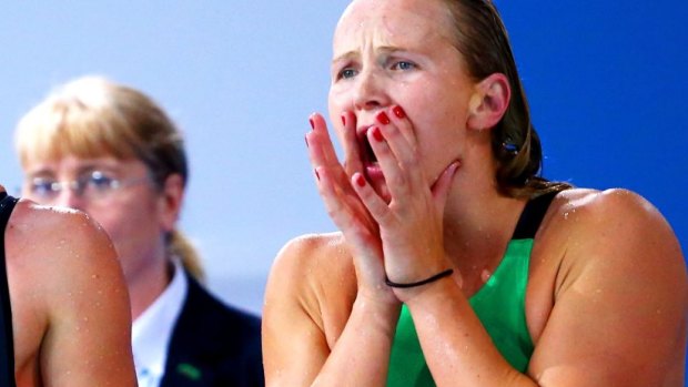 Not happy: Melanie Schlanger was a member of Australia's 4x100m freestyle squad that broke the world record.