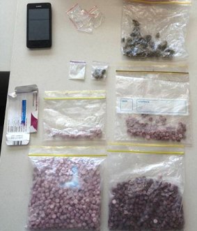 The MDMA and other items police allegedly seized from a runabout on Lake Macquarie on Monday.