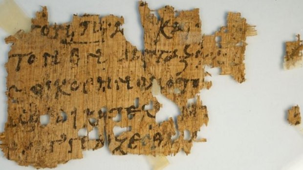 A papyrus fragment believed to contain lines from the Gospel of John, dating from AD250 to AD350.
