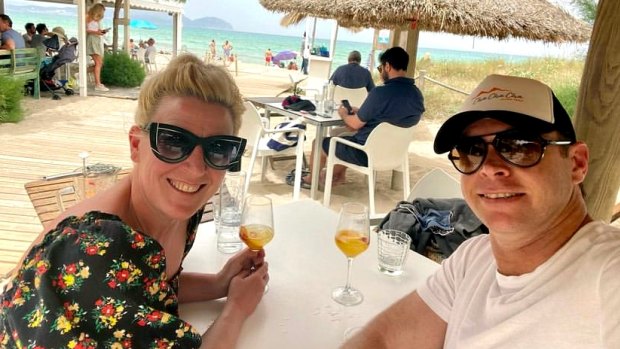 Vaccinated Australians Liz Kennedy and Matt Dawson enjoy Ponderosa Beach on the island of Mallorca, Spain. "It was so wonderful to be travelling again."