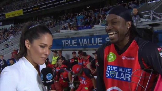 Uncomfortable exchange: Mel McLaughlin's interview with Chris Gayle.