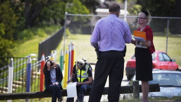 Police at Black Hill Primary School. 