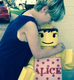 Charlie Bigg-Wither's daughter, Alison, and her Lego statue.