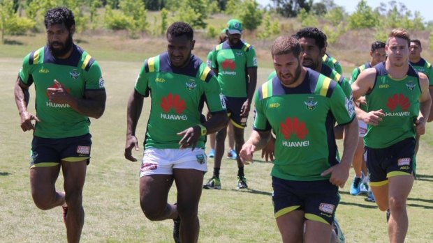 PNG international Kato Ottio (second from left) is training with the Canberra Raiders.