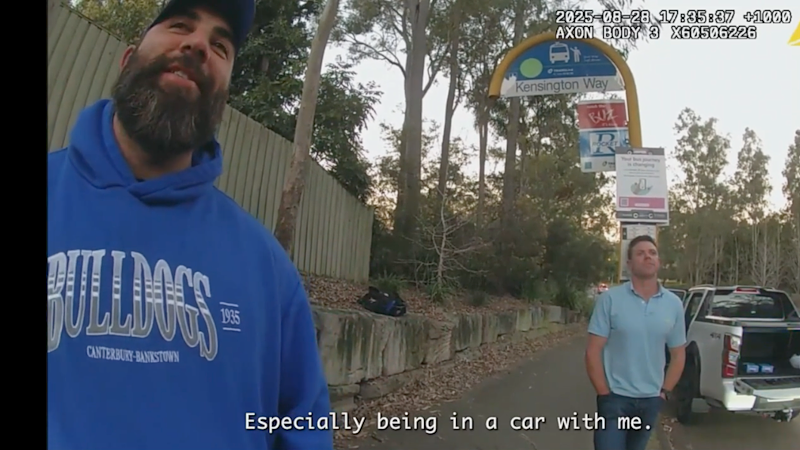 Construction giant figure captured in police footage with alleged bikie