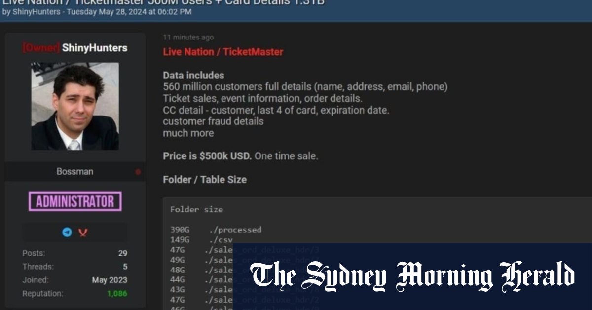 Australians may be caught up in suspected Ticketmaster hack