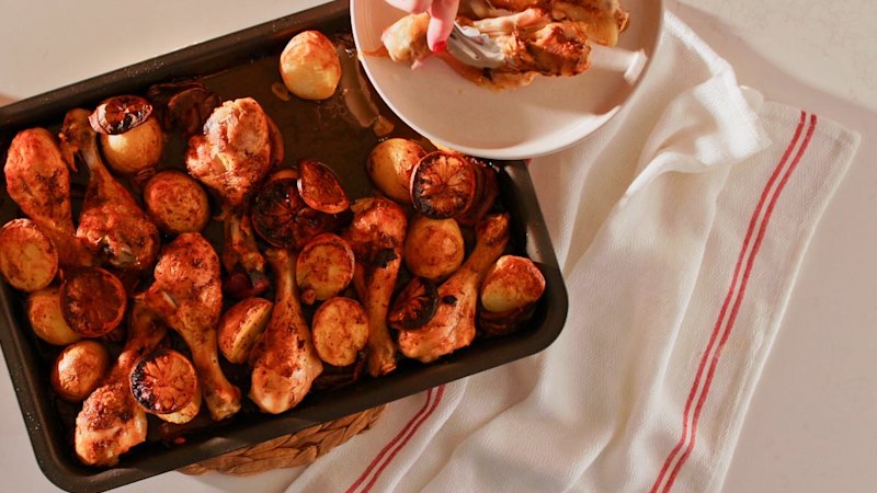 The golden chicken tray bake made for long weekends