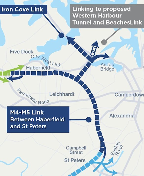 A map showing the M4-M5 link.