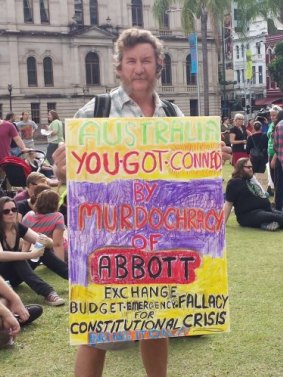 Dave Carney at Brisbane's March in May protesting against the budget.