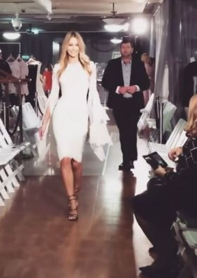 Hawkins was allegedly followed by security as she walked the runway for Myer two weeks ago.