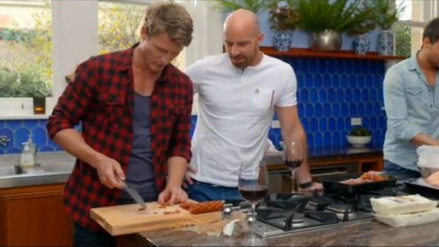 Richie cooking chorizo is a sight for sore eyes.