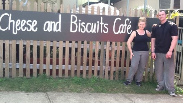 Jessica-Anne Allen and her husband Stephen outside their cafe.